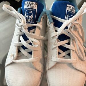 Adidas Kids' White and Blue Stan Smith Shoes